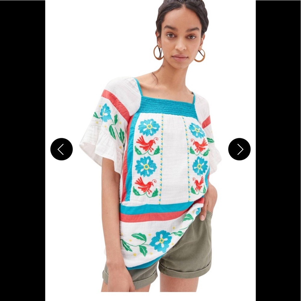 Anthropologie Seen Worn Kept Embroidered Tunic Blouse